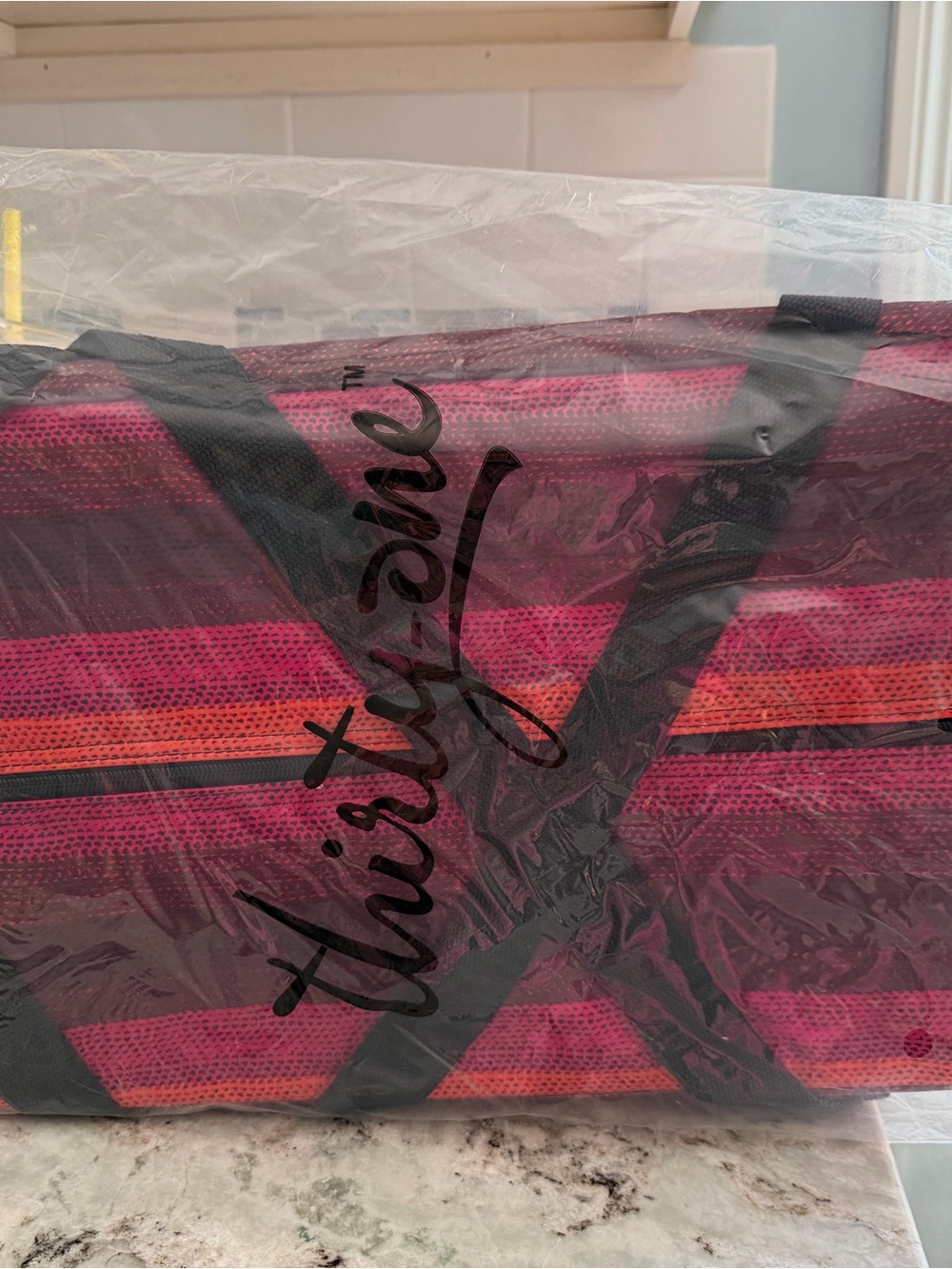 Thirty-one Pink and Red Striped Fresh Market Thermal Tote.